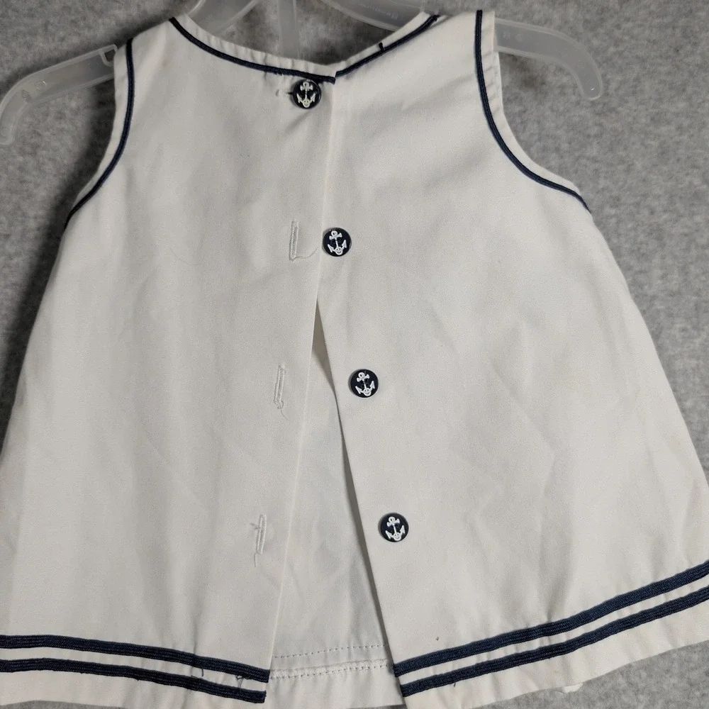 Good Lad Nautical Sailor Set White Navy Blue Bow Shorts 18M Toddler Girl Vintage